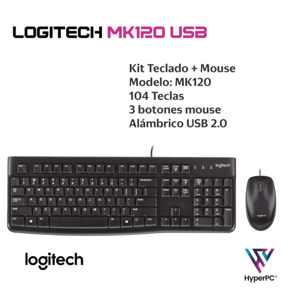 Teclado Mouse logitech mk120 hyperpc