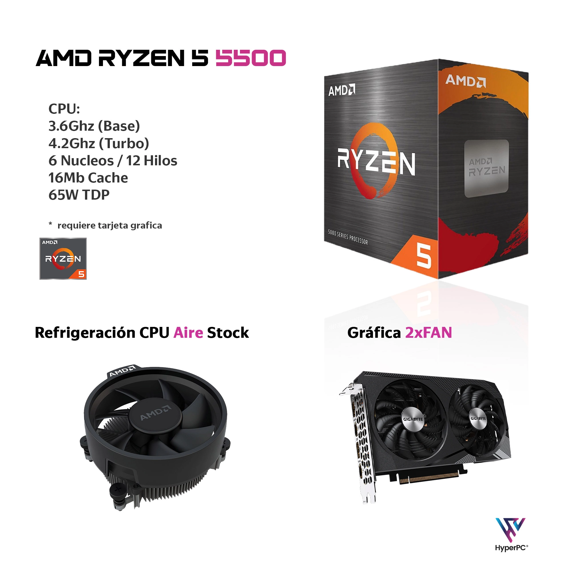 PC GAMER AMD RYZEN 5 5500 DDR4 32Gb 1Tb RX 7600 - Imagen 5