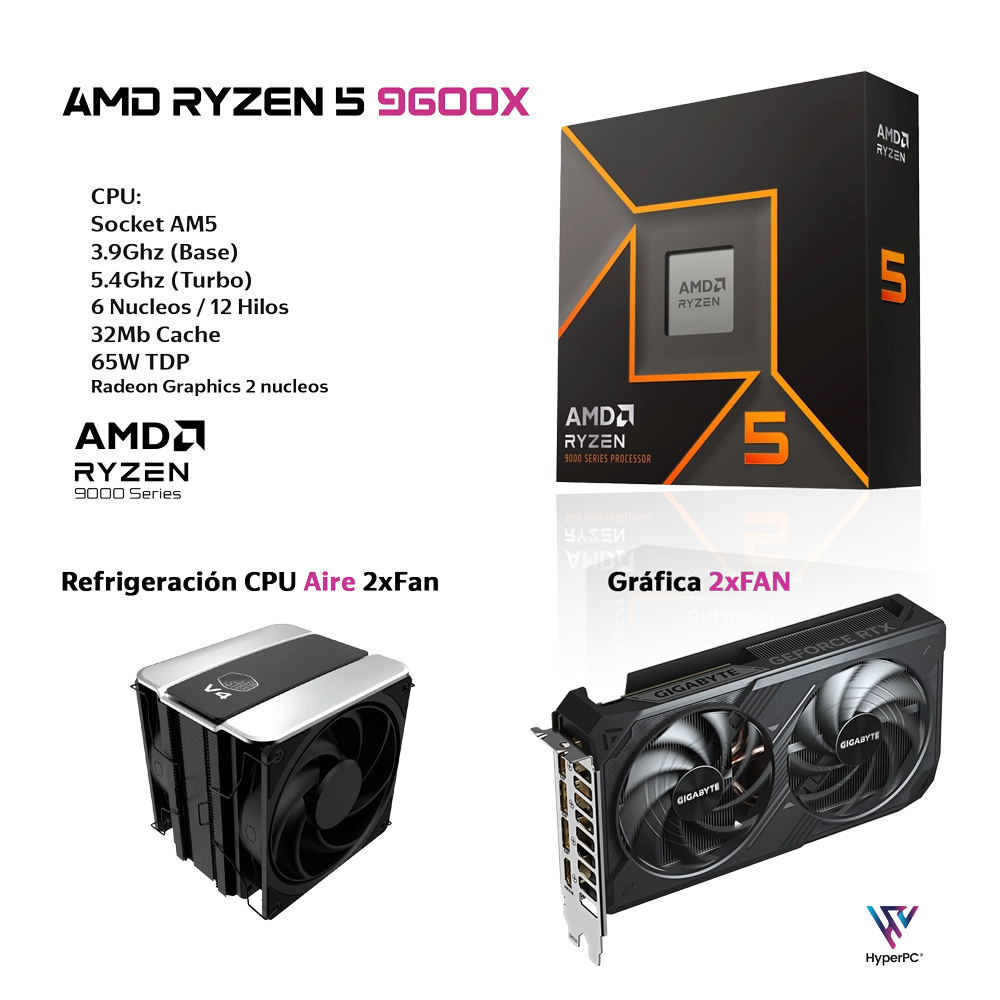 PC Workstation IA AMD Ryzen 5 9600X 32Gb DDR5 2Tb RTX 5060 Ti 16Gb - Imagen 5